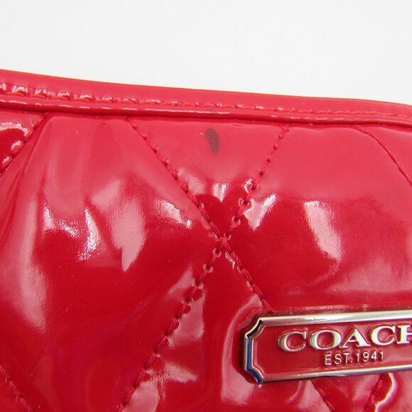 Coach Liquid Gloss Collection Red High Shine Shoulder Bag Purse Chain Strap - Picture 5 of 16